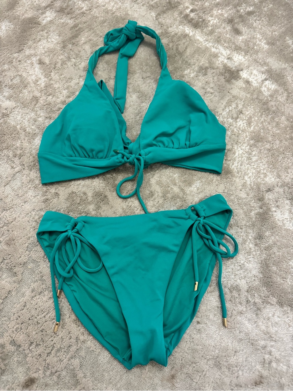 Teal Halter Tie Bikini Set